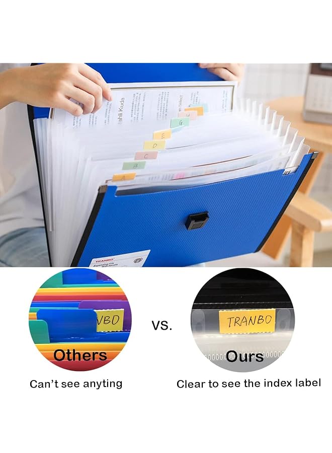erorex Expanding File Folders A4 13 Pockets Expanding File Folder Organiser With Handle File Organiser Plastic Document Wallet For Paperwork A4 For Travel School Office Home Black - Image 4