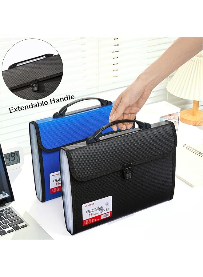 erorex Expanding File Folders A4 13 Pockets Expanding File Folder Organiser With Handle File Organiser Plastic Document Wallet For Paperwork A4 For Travel School Office Home Black - Image 5