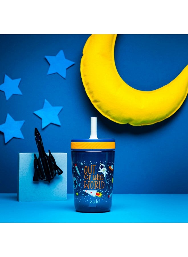 Zak Designs Kelso 15 oz Tumbler Set, (Space) Leak-Proof Screw-On Lid with Straw Made of Durable Plastic and Silicone, Perfect Cup Bundle for Kids (2pc Set) - Image 2