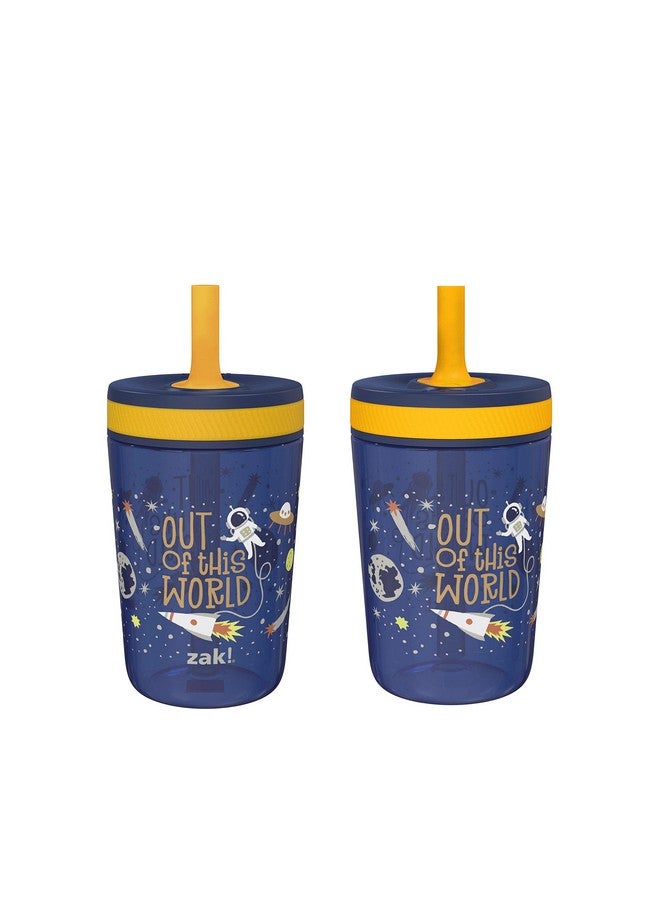 Zak Designs Kelso 15 oz Tumbler Set, (Space) Leak-Proof Screw-On Lid with Straw Made of Durable Plastic and Silicone, Perfect Cup Bundle for Kids (2pc Set) - Image 1