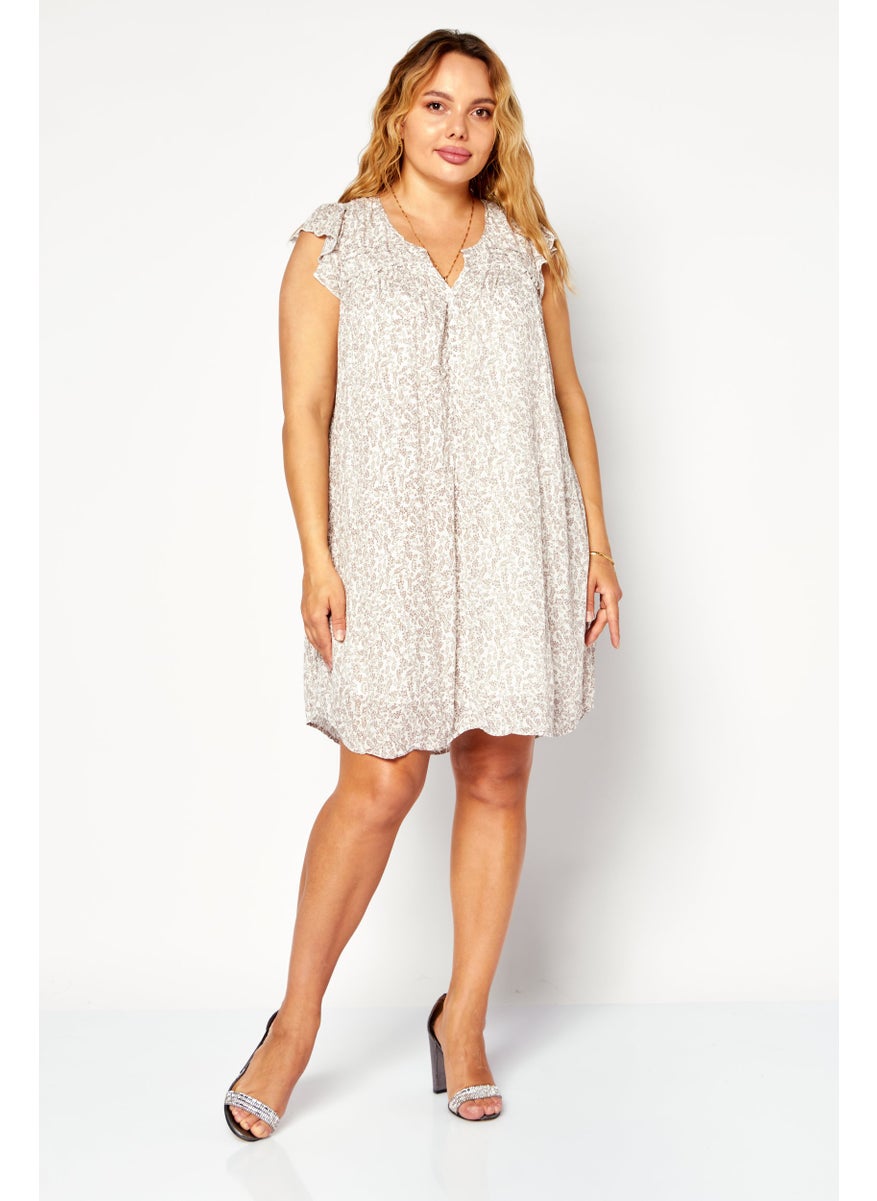 Gentle Fawn - Women Floral Pattern Mini Dress, White - Image 1