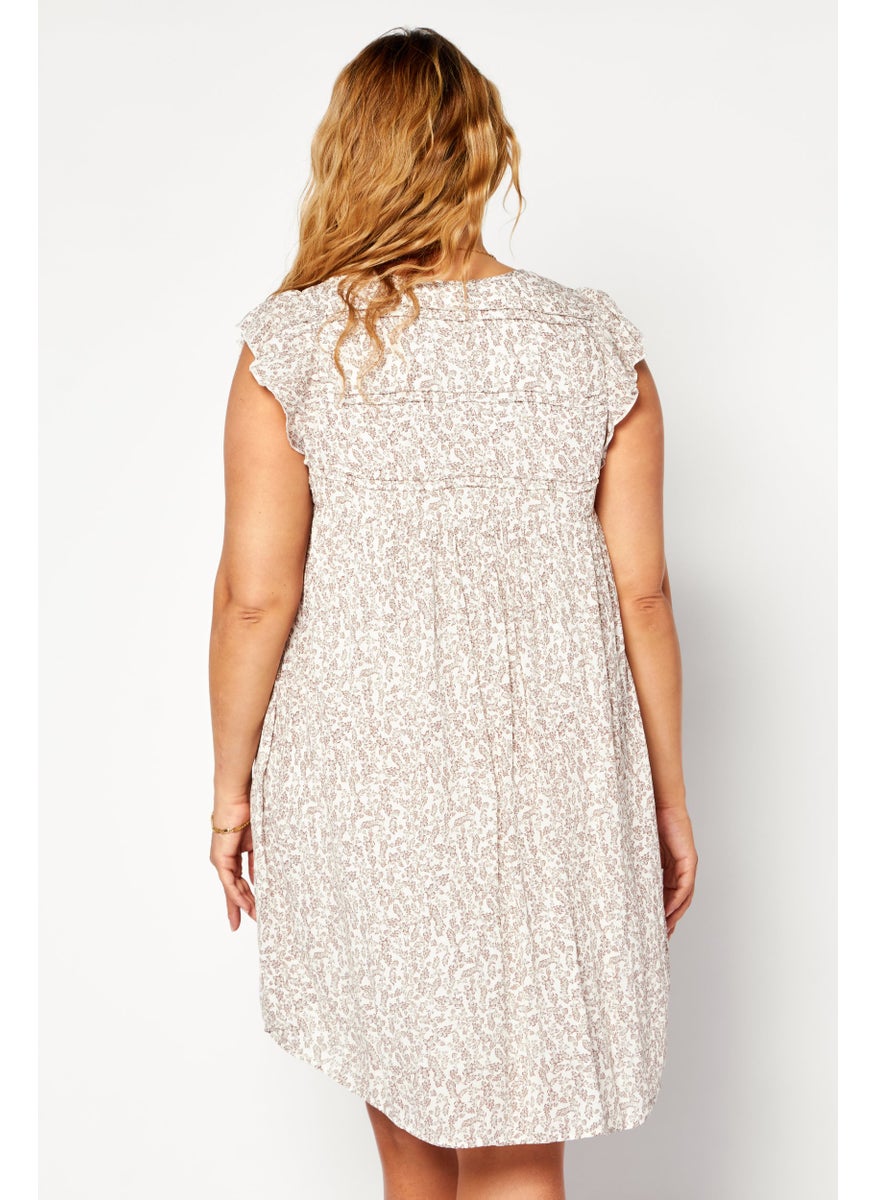 Gentle Fawn - Women Floral Pattern Mini Dress, White - Image 1