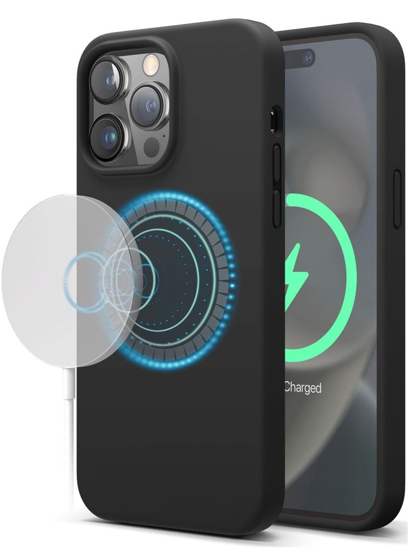 Elago Silicone Shockproof iPhone 14 Pro Max Case Cover with MagSafe - Black - Image 1