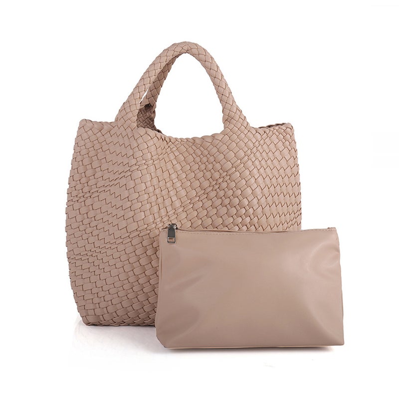 Pu Handmade Woven Bag New Fashion Women'S Bag Handbag Large Capacity Tote Bag Casual Underarm Shoulder Bag - Image 1