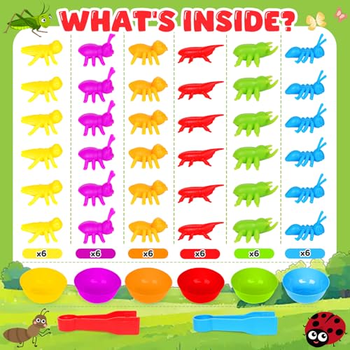 kizh Counting Insects Matching Toys with Sorting Bowls and Games Dice Montessori Preschool Educational Activities Learning Color Sorting Fine Motor Skills Sensory Toys Birthday Gifts for 3 4 5 Year Old - Image 5