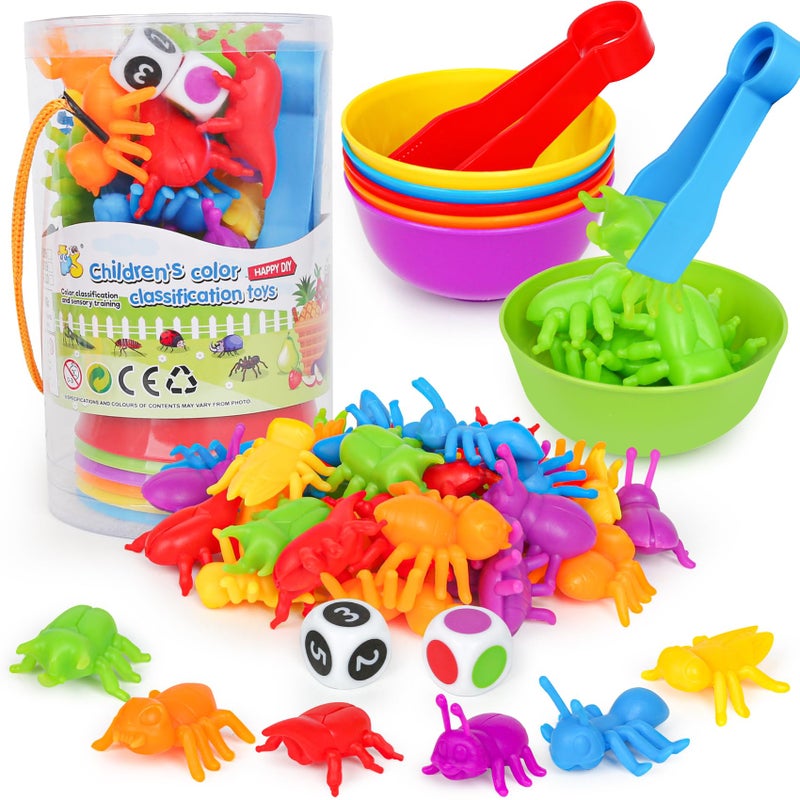 kizh Counting Insects Matching Toys with Sorting Bowls and Games Dice Montessori Preschool Educational Activities Learning Color Sorting Fine Motor Skills Sensory Toys Birthday Gifts for 3 4 5 Year Old - Image 3