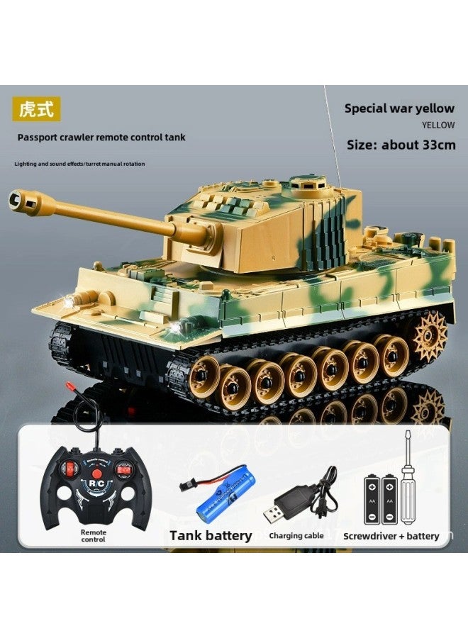 Remote Control Tank Car Crawler 99 Type Children's Charging Electric Off-road Tiger Armored Car Model Boy Toy Car-Color:5 Command Tiger Special Battle Yellow-Specifications: Two Rechargeable Batteries Remote Control Battery - Image 1