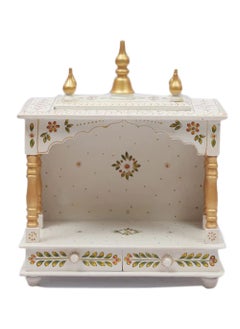 Jodhpur Handicrafts Jodhpur Handicrafts MDF Wood Home Temple Wooden Puja Mandir for Home Handcrafted Wooden Temple 18 inch x 9 inch x 22 inch White  - Image 1