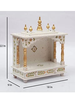 Jodhpur Handicrafts Jodhpur Handicrafts MDF Wood Home Temple Wooden Puja Mandir for Home Handcrafted Wooden Temple 18 inch x 9 inch x 22 inch White  - Image 2