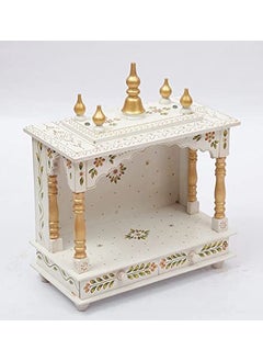Jodhpur Handicrafts Jodhpur Handicrafts MDF Wood Home Temple Wooden Puja Mandir for Home Handcrafted Wooden Temple 18 inch x 9 inch x 22 inch White  - Image 4