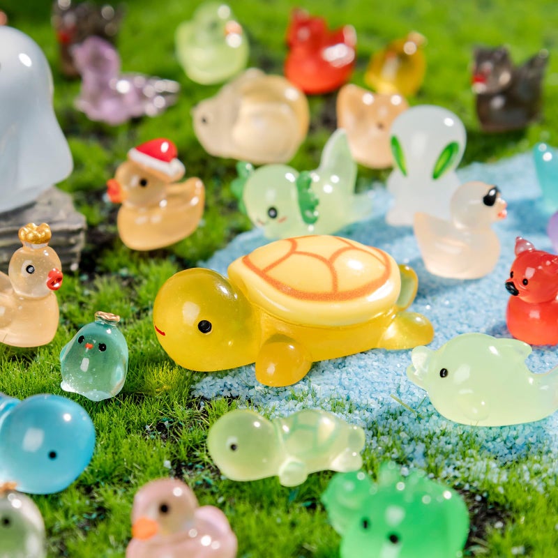 Nerfcareani 100 Pcs Mystery Bag Mini Resin Animals Glow in The Dark Figurines Individually Packaged Blind Bags Cute Collectible Resin for Fairy Garden Accessories, Random Design - Image 5