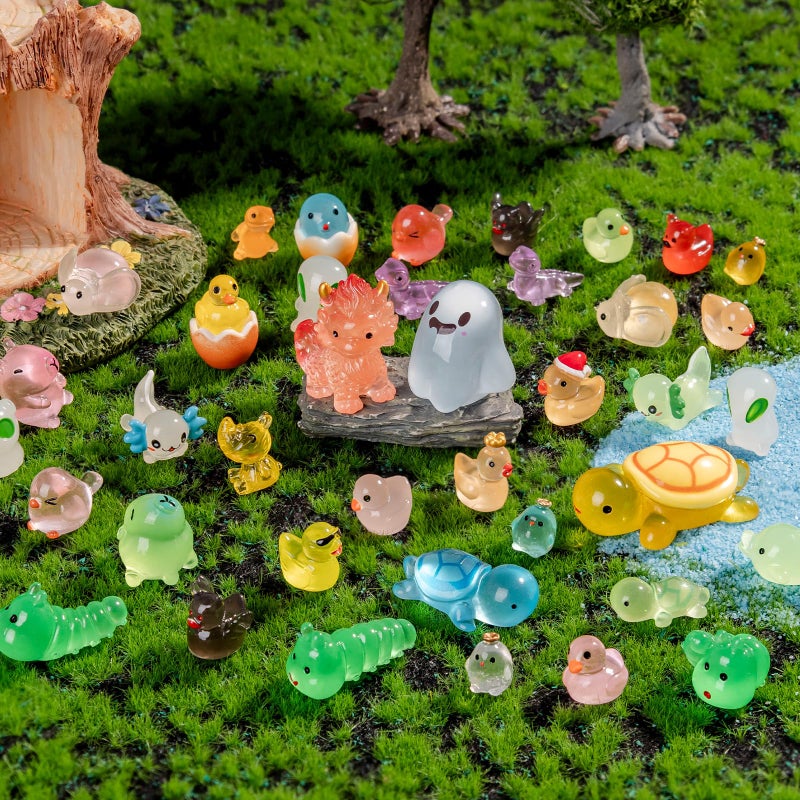 Nerfcareani 100 Pcs Mystery Bag Mini Resin Animals Glow in The Dark Figurines Individually Packaged Blind Bags Cute Collectible Resin for Fairy Garden Accessories, Random Design - Image 4