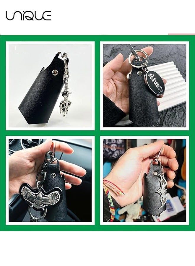 Unique 2 Pcs Anti-loss Leather Car Keychain, Car Key Fobs Kit Creative Car Keyring, Key Rings for Car Keys Bat Shaped, Fashion Keychain Accessories, Key Organizer for Women Men  - Image 5