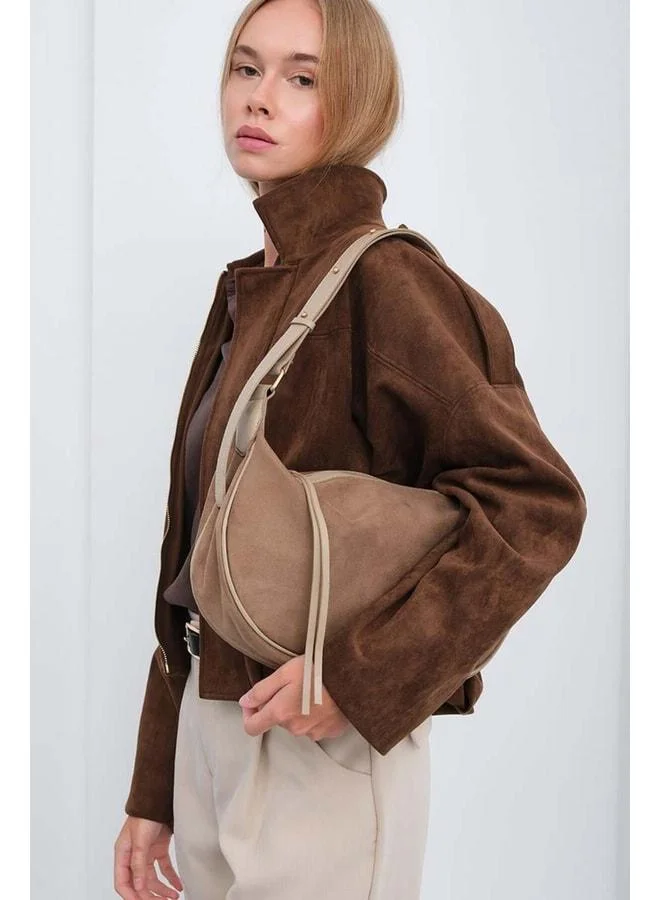 Shule Bags  Poppin Suede Shoulder Bag in Fawn. for Women | Best Price UAE