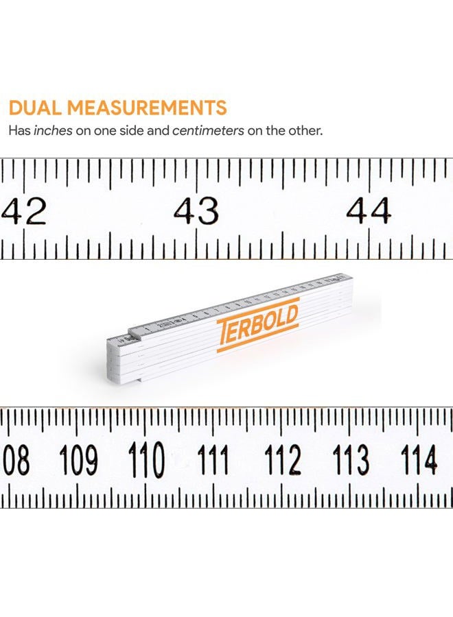 Terbold Folding Ruler 6ft 2m Yard Stick, Metric and Imperial Measurements, Durable Fiberglass Carpenter's Fold Rule Yard Stick (Pack of 2) - Image 2