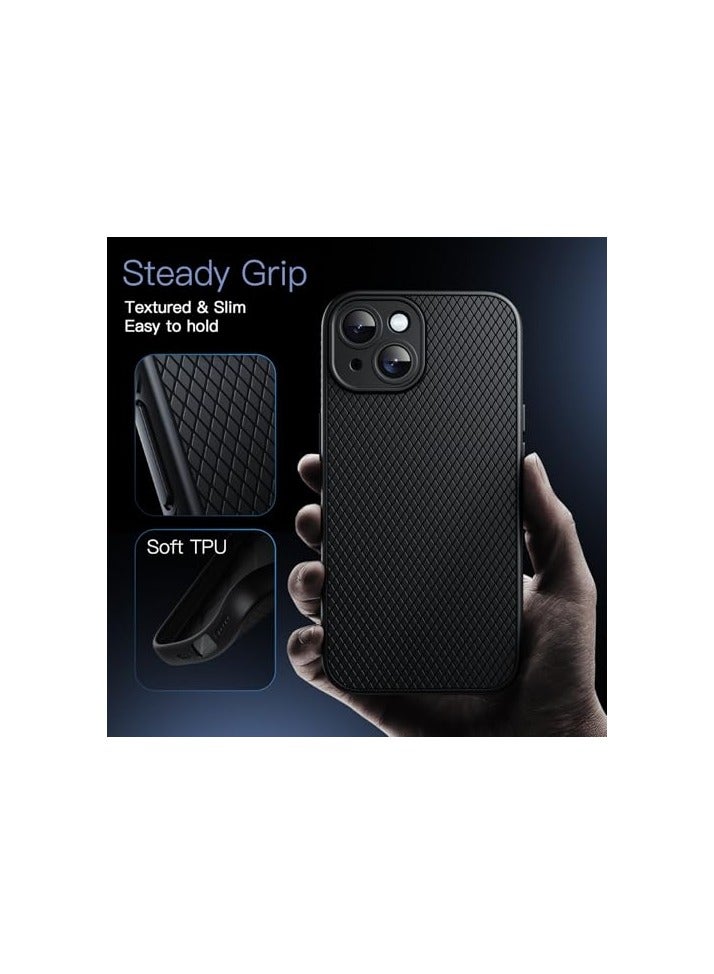جي تيك حافظة JETech Grip لهاتف iPhone 15 مقاس 6.1 بوصة، غطاء هاتف واقٍ ناعم من مادة TPU مع عدسة كاميرا حماية كاملة، مقاوم للصدمات (أسود) - Image 4
