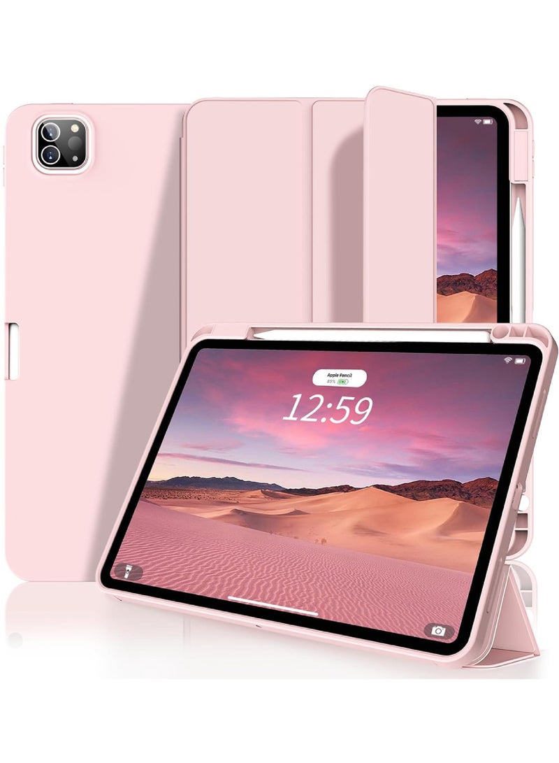 روك بو جراب iPad Pro الجديد مقاس 12.9 بوصة 2022/2021/2020 من الجيل السادس / الخامس / الرابع مع حامل أقلام رصاص حافظة ذكية لجهاز iPad تدعم معرف اللمس والاستيقاظ / النوم تلقائيًا مع شحن قلم رصاص من الجيل الثان - Image 1