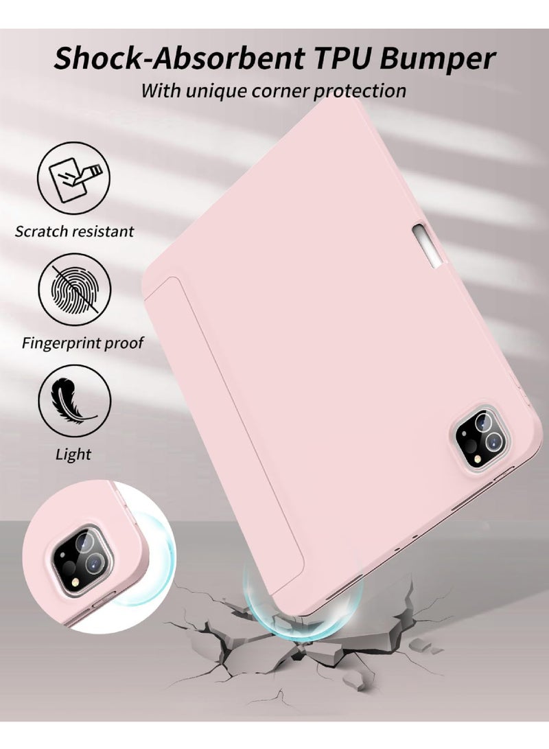 روك بو جراب iPad Pro الجديد مقاس 12.9 بوصة 2022/2021/2020 من الجيل السادس / الخامس / الرابع مع حامل أقلام رصاص حافظة ذكية لجهاز iPad تدعم معرف اللمس والاستيقاظ / النوم تلقائيًا مع شحن قلم رصاص من الجيل الثان - Image 5