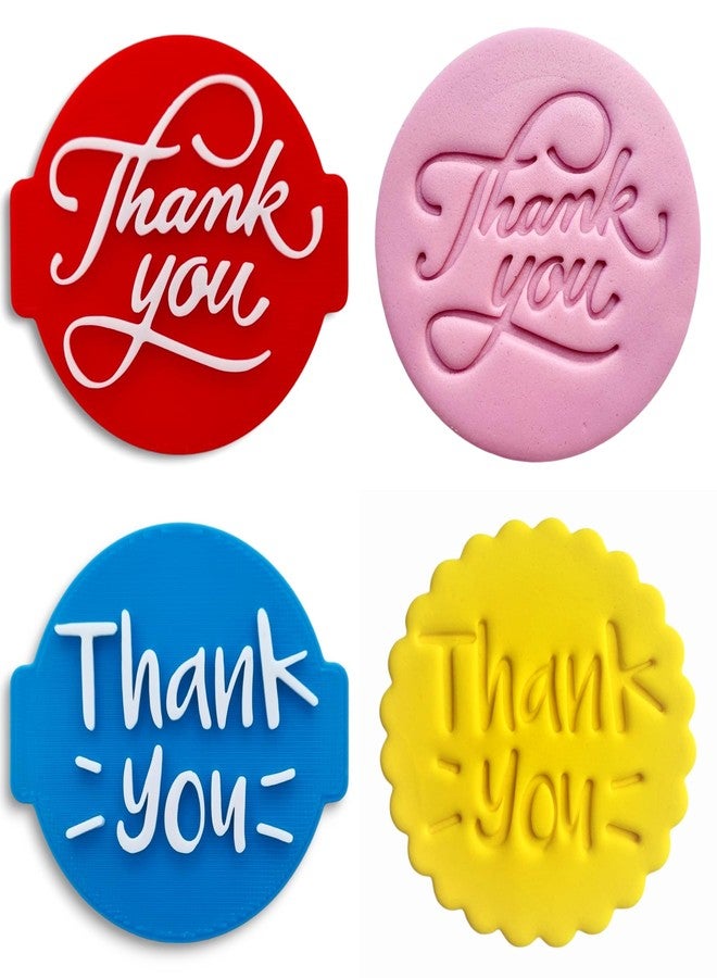1066 Factory 'Thank You' Embosser Stamp for Icing Fondant Frosting Sugar Paste Cupcake Cake Cookie Baking Decoration (Pattern 6) - Image 1