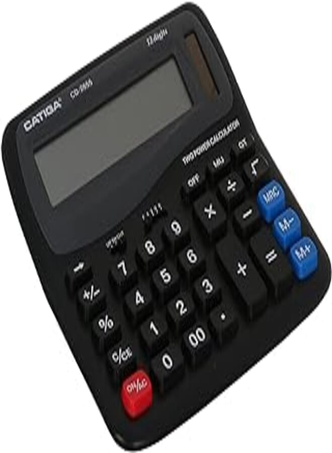 Catiga cd-2655 electronic calculator two power and 12 digits with plastic keys for office and school - multi colour