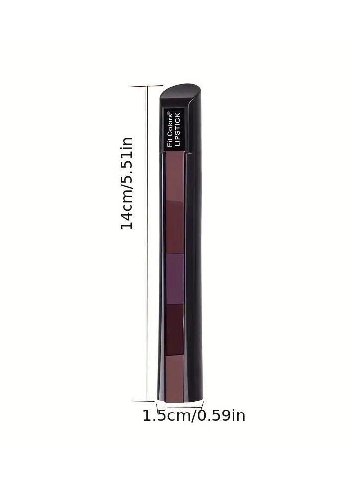 Fit Colors - 5 In 1 Red Lipstick Strip Matte Velvet Texture Lip Gloss Makeup Long Lasting Non-stick Cup Lipstick Set Cosmetics Valentine's Day Gifts - Image 1