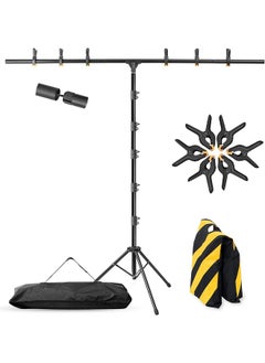 Coliflor Tshape Portable Backdrop Stand 6.5X3.2Ft Adjustable Photo Background Stand Kit Sturdy Small Back Drop Holder With 4 Spring Clamps Carry Bag For Parties Photography And Video Studio  - Image 1
