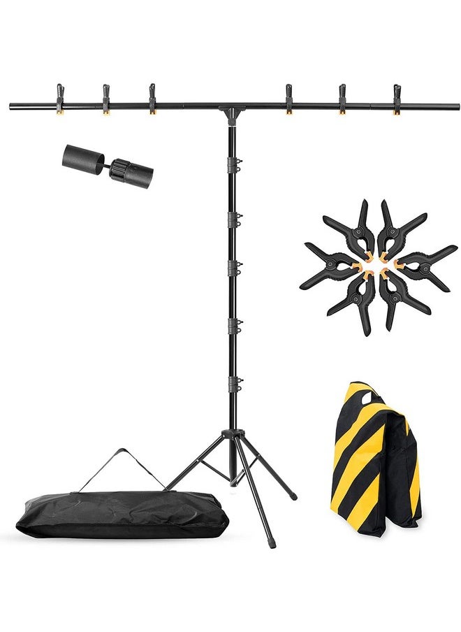 Coliflor - Tshape Portable Backdrop Stand 6.5X3.2Ft Adjustable Photo Background Stand Kit Sturdy Small Back Drop Holder With 4 Spring Clamps Carry Bag For Parties Photography And Video Studio - Image 1