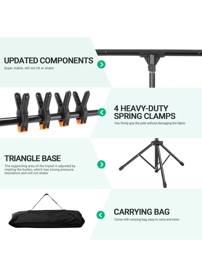 Coliflor - Tshape Portable Backdrop Stand 6.5X3.2Ft Adjustable Photo Background Stand Kit Sturdy Small Back Drop Holder With 4 Spring Clamps Carry Bag For Parties Photography And Video Studio - Image 1