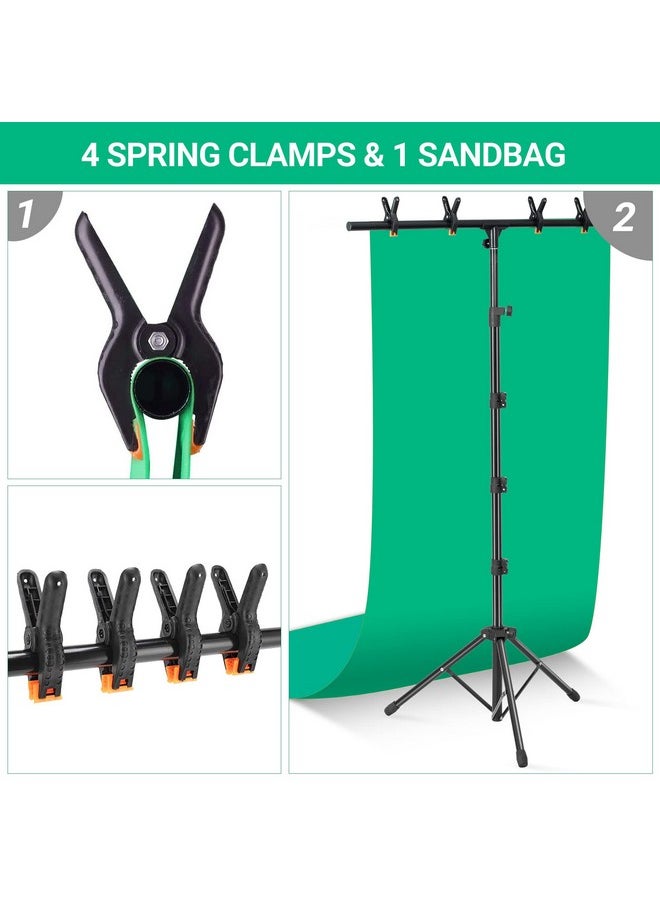 Coliflor - Tshape Portable Backdrop Stand 6.5X3.2Ft Adjustable Photo Background Stand Kit Sturdy Small Back Drop Holder With 4 Spring Clamps Carry Bag For Parties Photography And Video Studio - Image 1