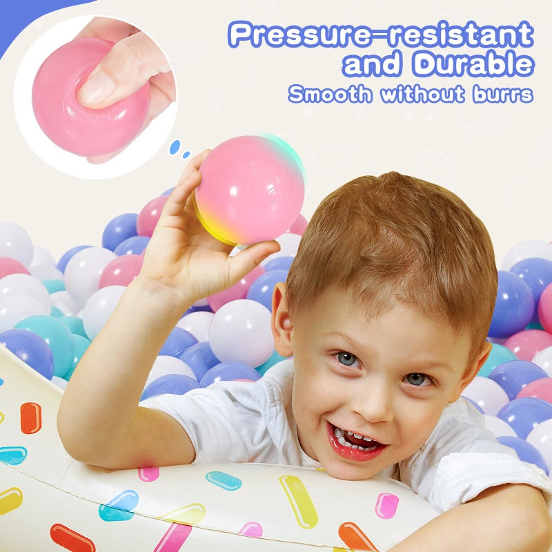 TRENDBOX Ball Pit Balls 100 - Macaron Colors Balls for Ball Pit  Play Tent Baby Playhouse Pool Birthday Party Decoration (J- Macaron& White) - Image 5