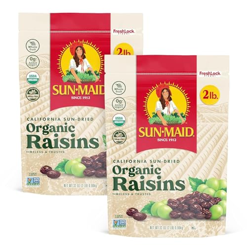 SunMaid Organic California SunDried Raisins  2 Pack 32 oz Resealable Bag  Organic Dried Fruit Snack for Lunches Snacks and Natural Sweeteners - Image 1