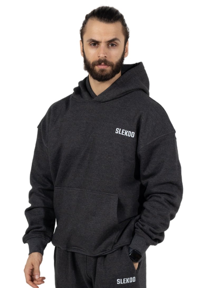 Slekoo Slekoo Oversized Hoodie for Men & Women, Unisex Cotton Fleece Pullover Sweatshirt, Winter 2025 Collection, Casual Streetwear Fashion Sweater  - Image 1
