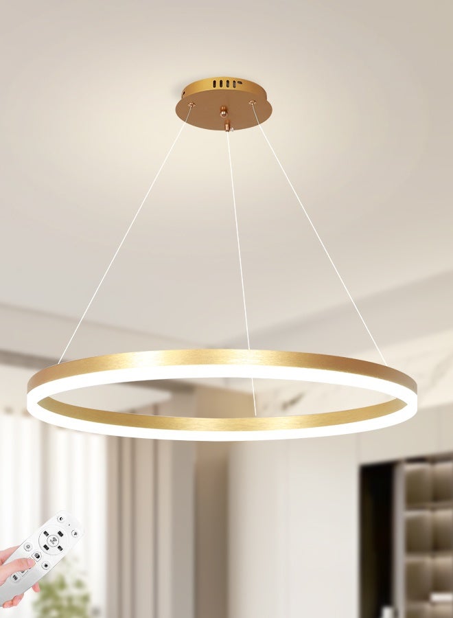 YATAI LIGHTING ثريا LED دائرية ذهبية حديثة 40 سم، ضوء سقف قابل للتعتيم 23 واط مع جهاز تحكم عن بعد، ارتفاع قابل للتعديل، إضاءة متغيرة الألوان 3000K–6000K لغرف الطعام والمعيشة - Image 1