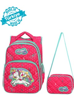 Waddell حقيبة ظهر وخLunch Bag للمدرسة الابتدائية بنمط يونيكورن زهري مرخصة  - Image 5
