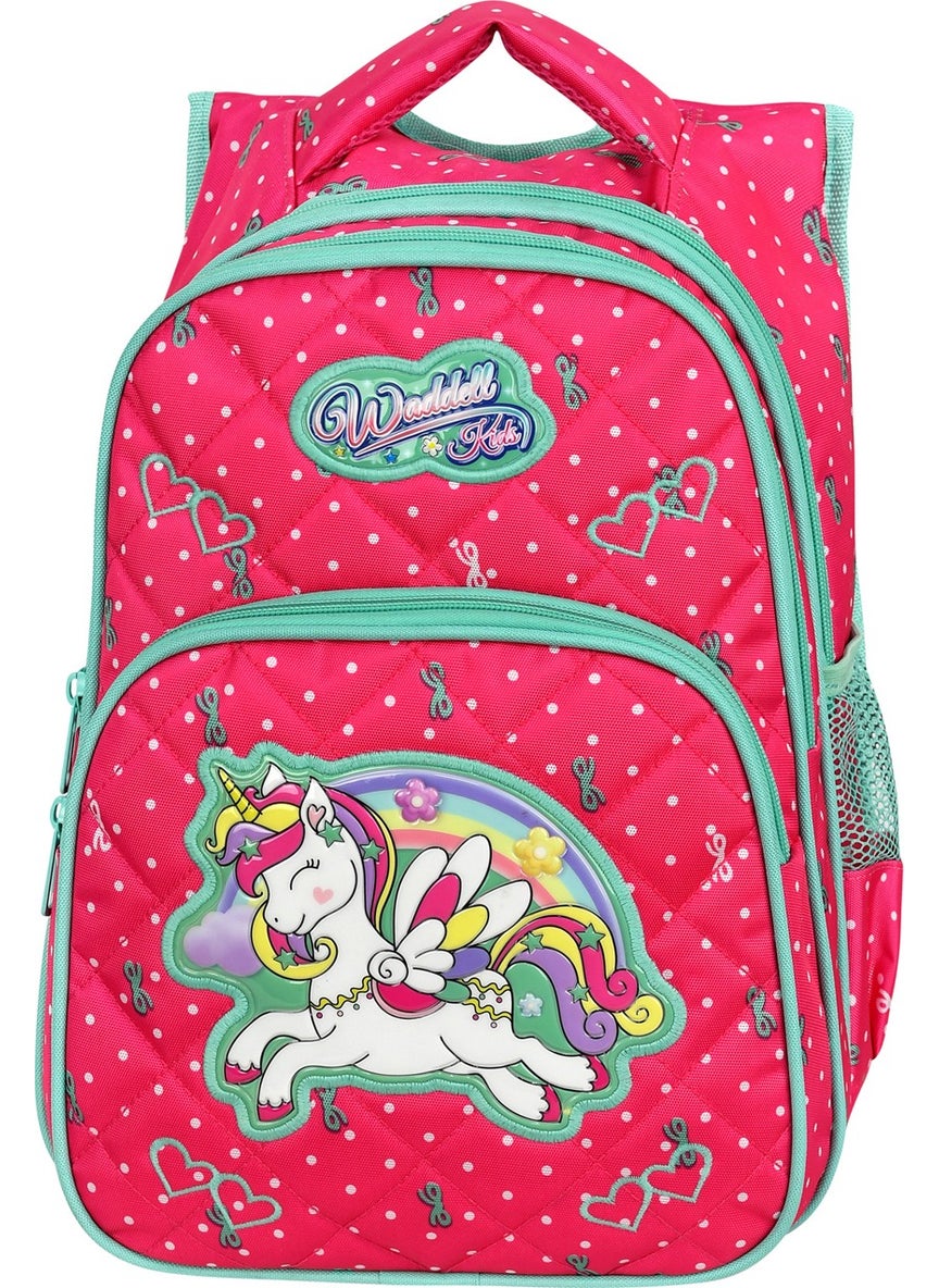Waddell - حقيبة ظهر وخLunch Bag للمدرسة الابتدائية بنمط يونيكورن زهري مرخصة - Image 1