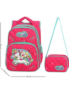 Waddell حقيبة ظهر وخLunch Bag للمدرسة الابتدائية بنمط يونيكورن زهري مرخصة  - Image 1