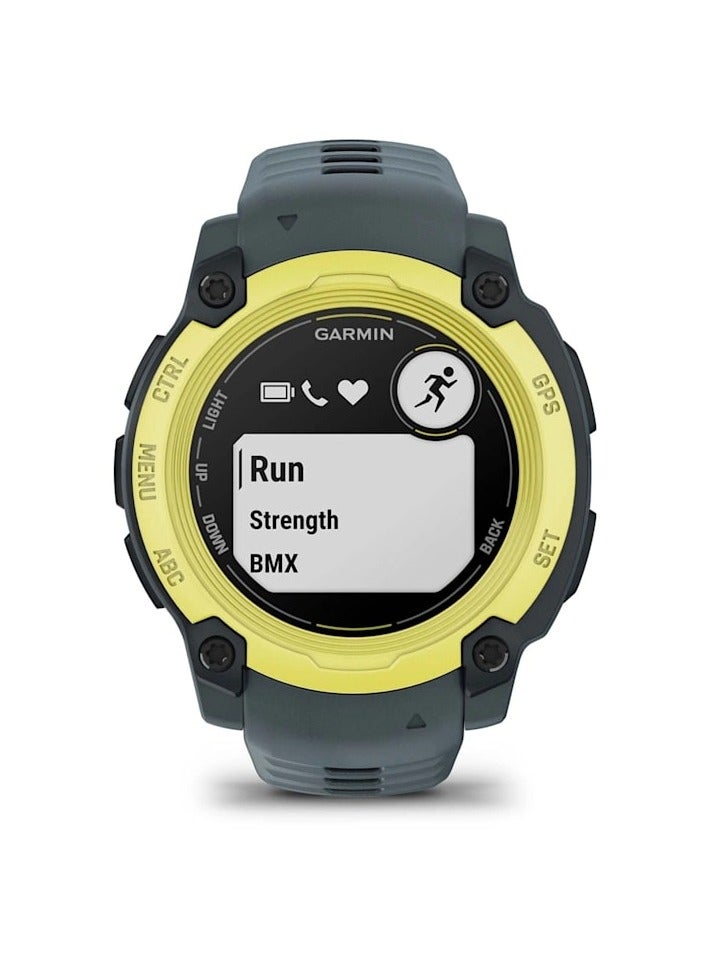 GARMIN Instinct E Limited Edition - 40MM - Electric Lime with Twilight Band - Up to 14 Days of  Battery life  - 0.86" Sunlight-visible, transflective memory-in-pixel (MIP), Chemically strengthened glass, Heart Rate Monitor, All day stress monitor, Smart notification, Tap to Pay, iOS and Android compatible Electric Lime with Twilight Band - Image 2
