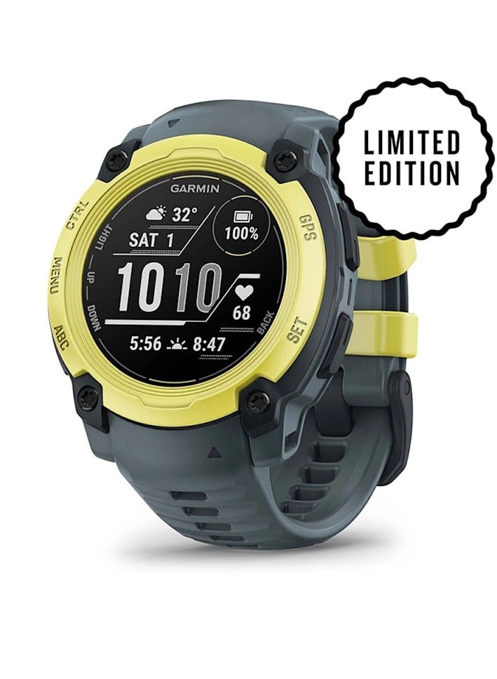 GARMIN Instinct E Limited Edition - 40MM - Electric Lime with Twilight Band - Up to 14 Days of  Battery life  - 0.86" Sunlight-visible, transflective memory-in-pixel (MIP), Chemically strengthened glass, Heart Rate Monitor, All day stress monitor, Smart notification, Tap to Pay, iOS and Android compatible Electric Lime with Twilight Band - Image 1