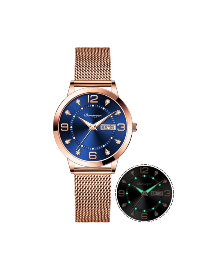 BONARGER Women's Premium Waterproof Luminous Quartz Watch with a Mesh Strap - Image 1