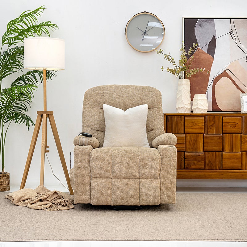 ROYAL FURNITURE Leen Electrical Massager Recliner in Light Beige for Adults - Image 1