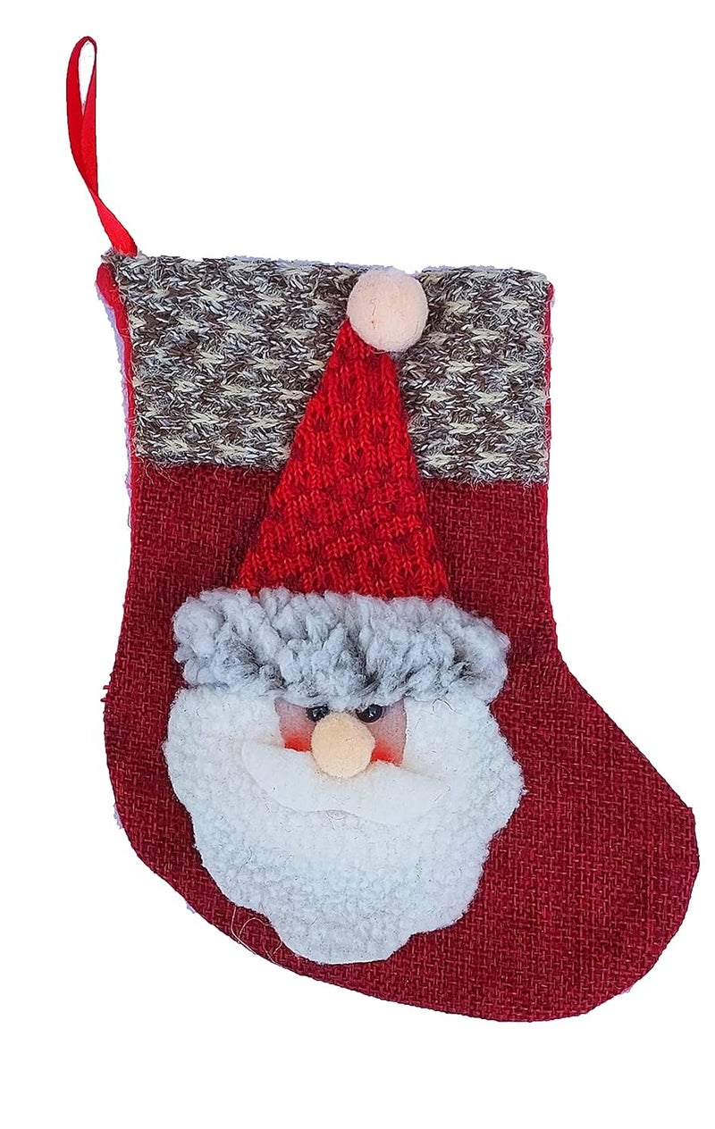 Forty Wings Forty Wings 1 Pcs 6 Santa Clause Jute Burlap Socks Stocking Candy Gift Bag for Christmas Tree Ornaments Xmas Tree hangings Ornaments for Christmas Tree Decoration Item Christmas Party Props Favors - Image 1