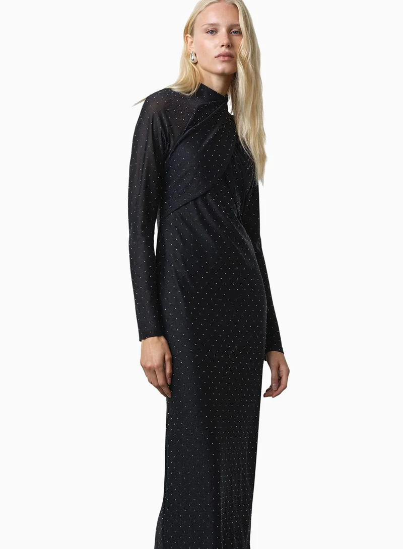 فرنش كونكشن فستان شوشانا ملفوف بحجر الراين