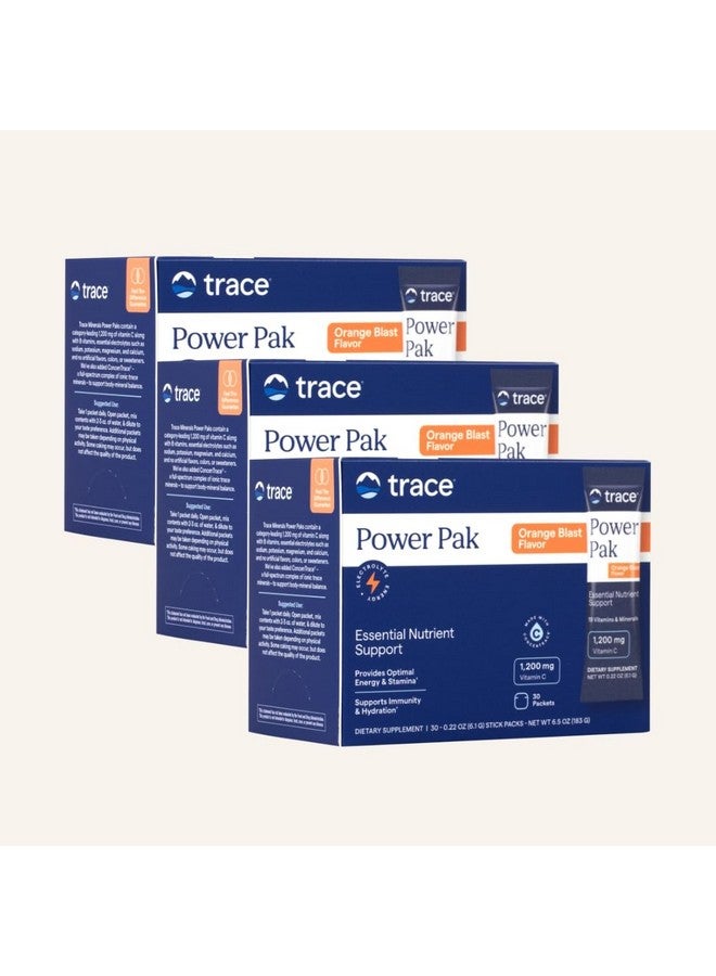 Trace Minerals | Power Pak Electrolyte Powder Packets | 1200 mg Vitamin C, Zinc, Magnesium | Boost Immunity, Hydration and Natural Energy | Orange Blast | 90 Packets - Image 1