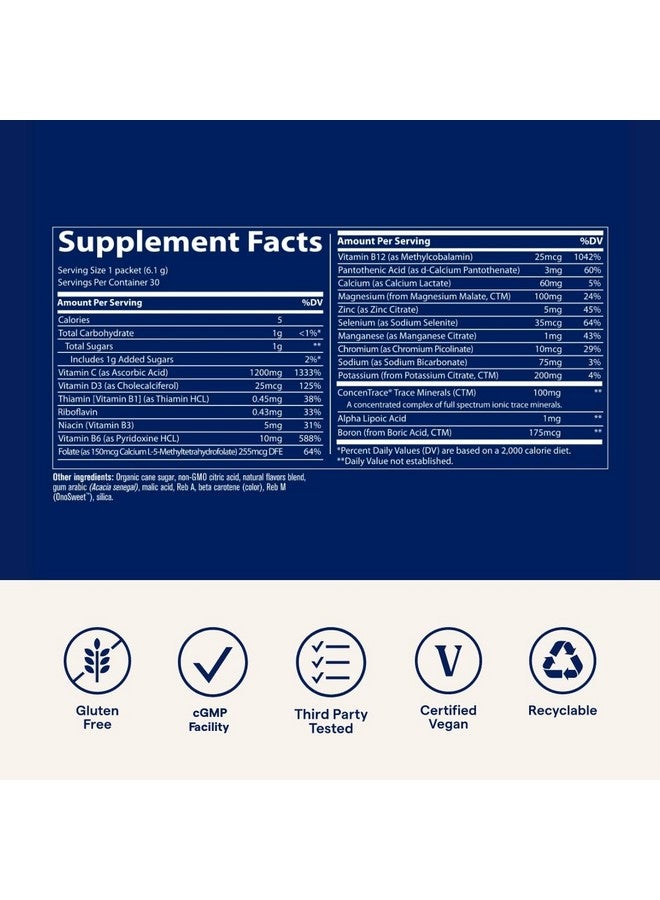 Trace Minerals | Power Pak Electrolyte Powder Packets | 1200 mg Vitamin C, Zinc, Magnesium | Boost Immunity, Hydration and Natural Energy | Orange Blast | 90 Packets - Image 2