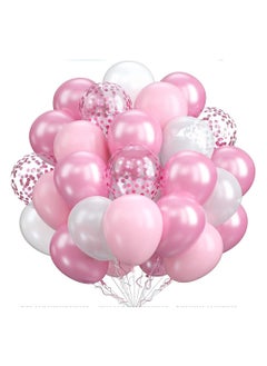 Generic Pink and White Confetti Party Balloons Pack of60  - Image 1