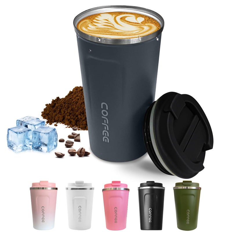 SPLMIFA Travel Coffee Mugs Leak-Proof, Reusable Coffee Cups with Lids, Stainless Steel Vacuum Insulated Coffee Tumblers, Thermal Insulation Cups for Men and Women Hot & Cold Drinks(2nd-Blue, 17OZ) - Image 1