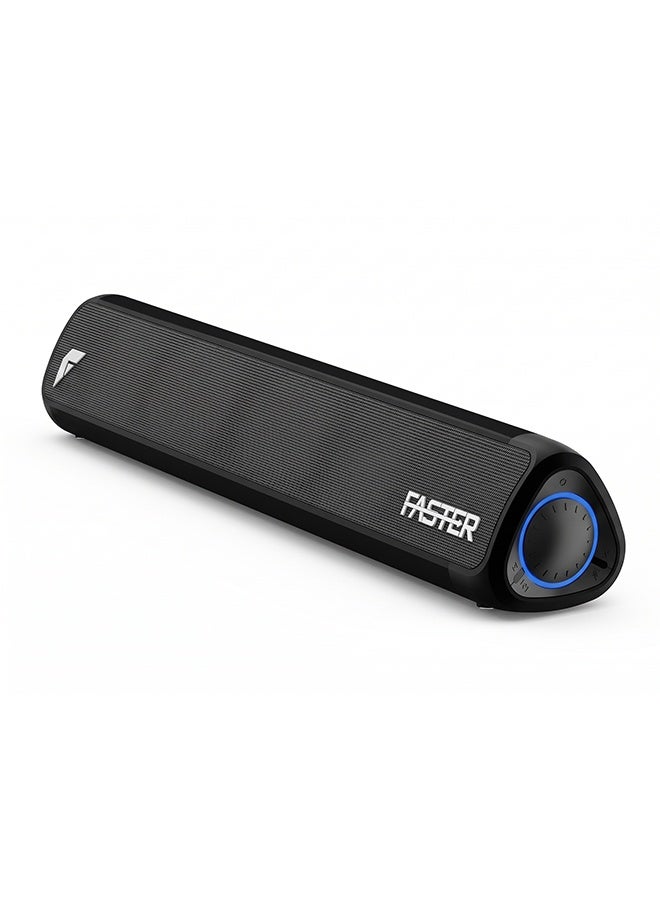 Faster Z10 Portable Bluetooth Soundbar Speaker - 20W Loud Stereo Sound with Subwoofer, Bluetooth 5.3, 5000mAh Battery for 10+ Hour Playtime - Wireless Computer Speaker for PC, Laptop, TV & Mobile - Mini Home Theater with LED Ring Light, USB Drive, Micro SD Card, AUX & FM Radio - Image 1