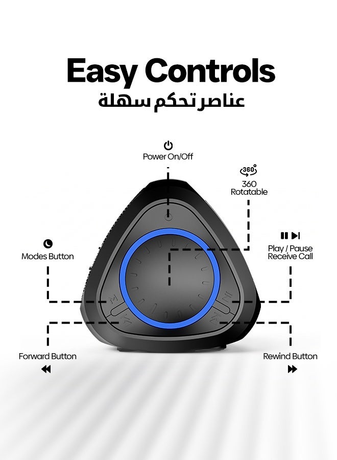 Faster Z10 Portable Bluetooth Soundbar Speaker - 20W Loud Stereo Sound with Subwoofer, Bluetooth 5.3, 5000mAh Battery for 10+ Hour Playtime - Wireless Computer Speaker for PC, Laptop, TV & Mobile - Mini Home Theater with LED Ring Light, USB Drive, Micro SD Card, AUX & FM Radio - Image 4