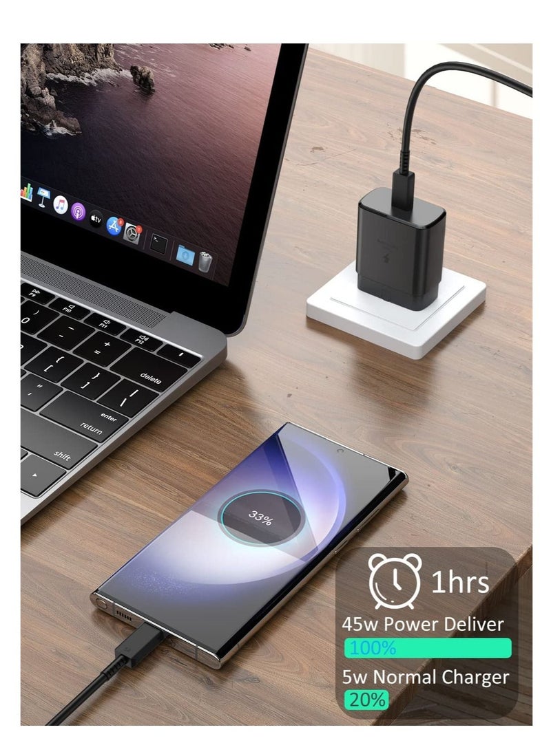 Generic - 45W USB C Fast Charger Plug and Cable 1.2M PPS Type C Super-Fast Charging Plug and USB C Cable Compatible with Samsung Galaxy S25 Ultra/S24 Ultra/S24+/S23/S22/S24/S20/Note 20/Note 10/Tab S8/Tab S9/Z Flip 6/Z Flip5/Z Fliip 4/Z fold 6/Z Fold 5 and Galaxy A56/A55/A54/A16/A15/A14/A36/A35/A34/A26/A25/M56/M55 - Image 1