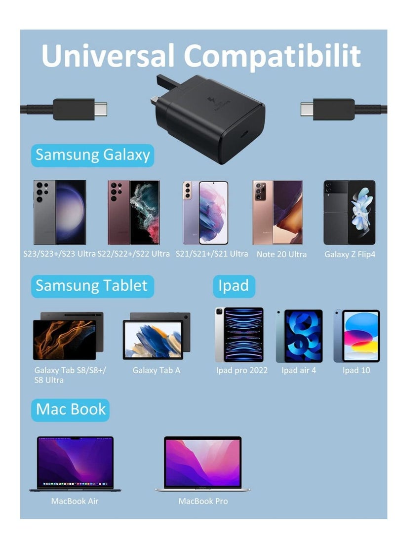 Generic - 45W USB C Fast Charger Plug and Cable 1.2M PPS Type C Super-Fast Charging Plug and USB C Cable Compatible with Samsung Galaxy S25 Ultra/S24 Ultra/S24+/S23/S22/S24/S20/Note 20/Note 10/Tab S8/Tab S9/Z Flip 6/Z Flip5/Z Fliip 4/Z fold 6/Z Fold 5 and Galaxy A56/A55/A54/A16/A15/A14/A36/A35/A34/A26/A25/M56/M55 - Image 1